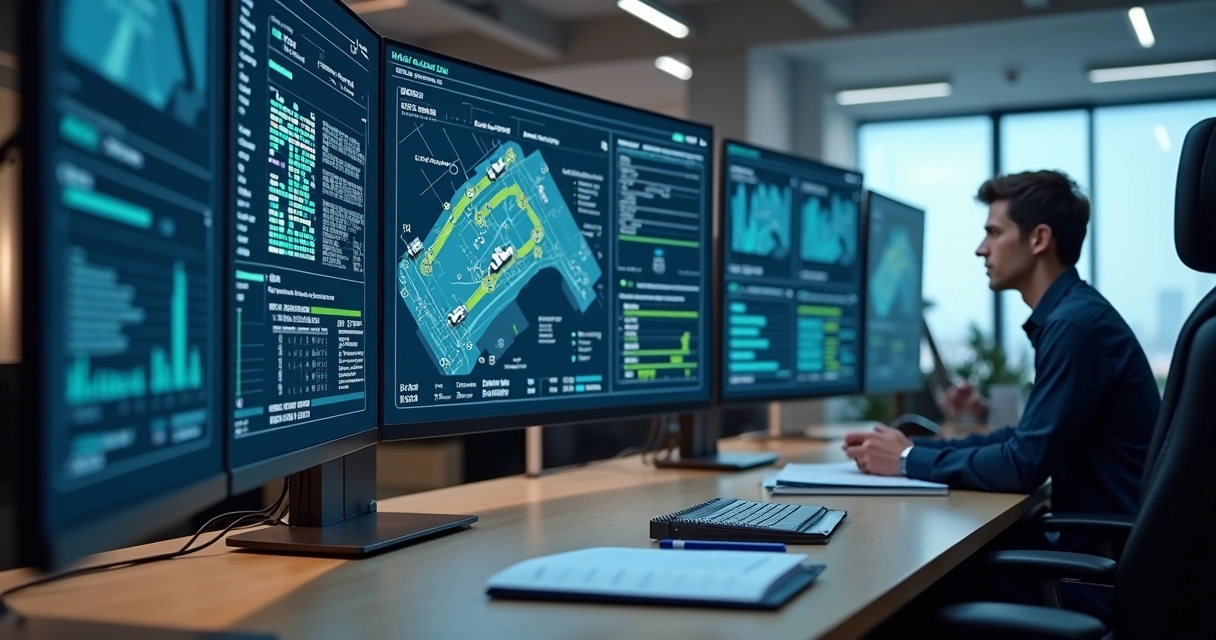Painel de telemetria com mapa, gráficos e indicadores de frota 