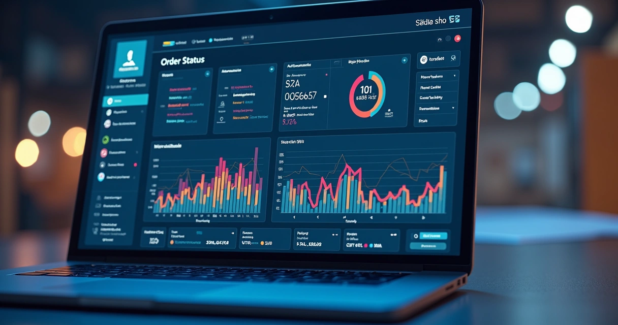 Dashboard digital mostrando atualização de pedidos de e-commerce em tempo real.
