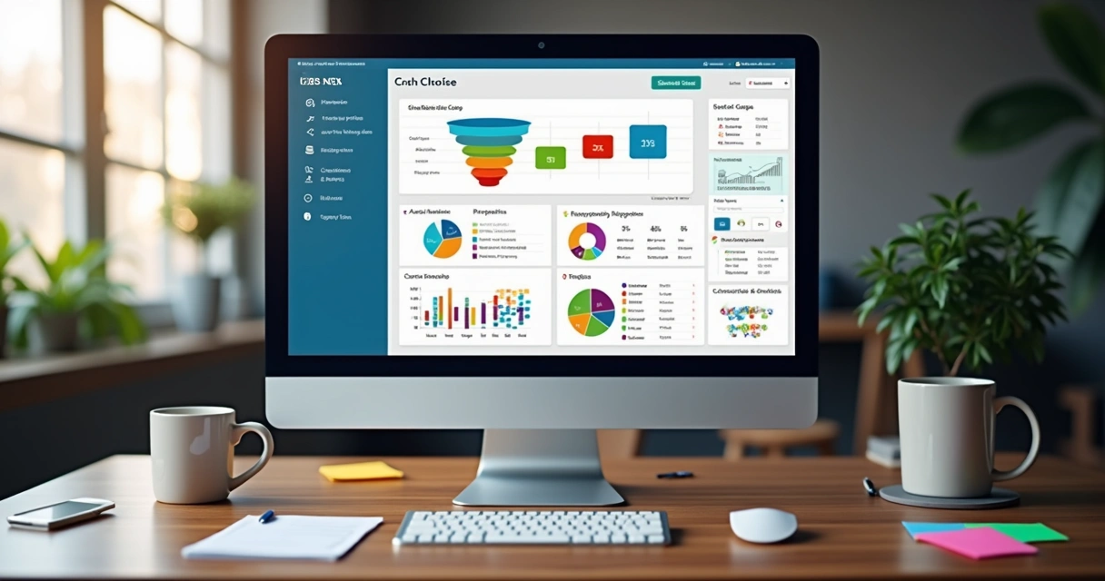Painel digital de funil de vendas em um sistema CRM personalizado 
