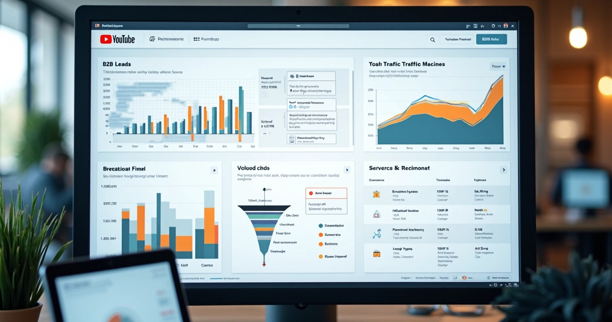 Painel mostrando funil de vendas gerado a partir de vídeos do YouTube B2B 