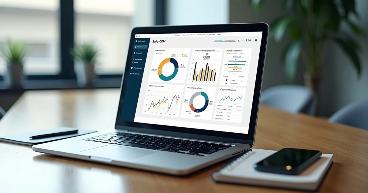CRM dashboard with sales funnel and visit indicators