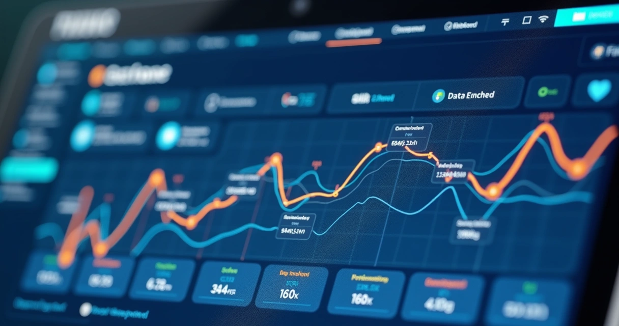 Painel digital de vendas com funil, dados, gráficos e leads organizados 
