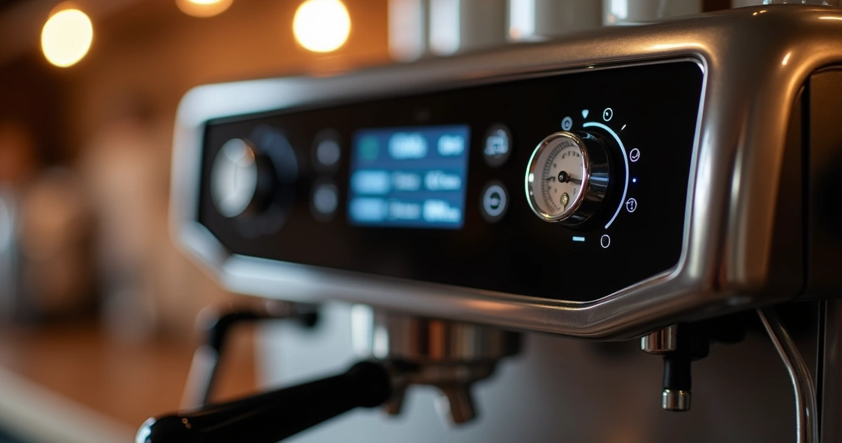 Painel TFT da máquina de espresso com manômetro e cronômetro 