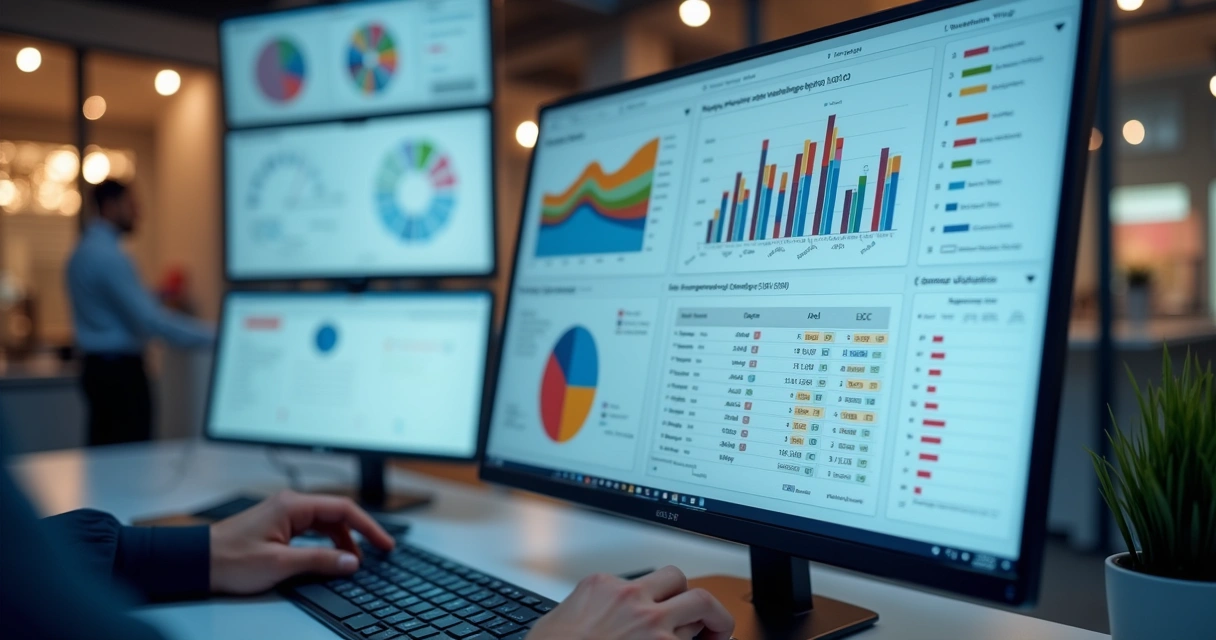 Painel com gráficos de vendas, pipeline e listas de leads 