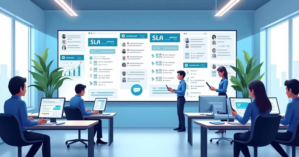 Painel de gerenciamento de SLA com filas de atendimento 