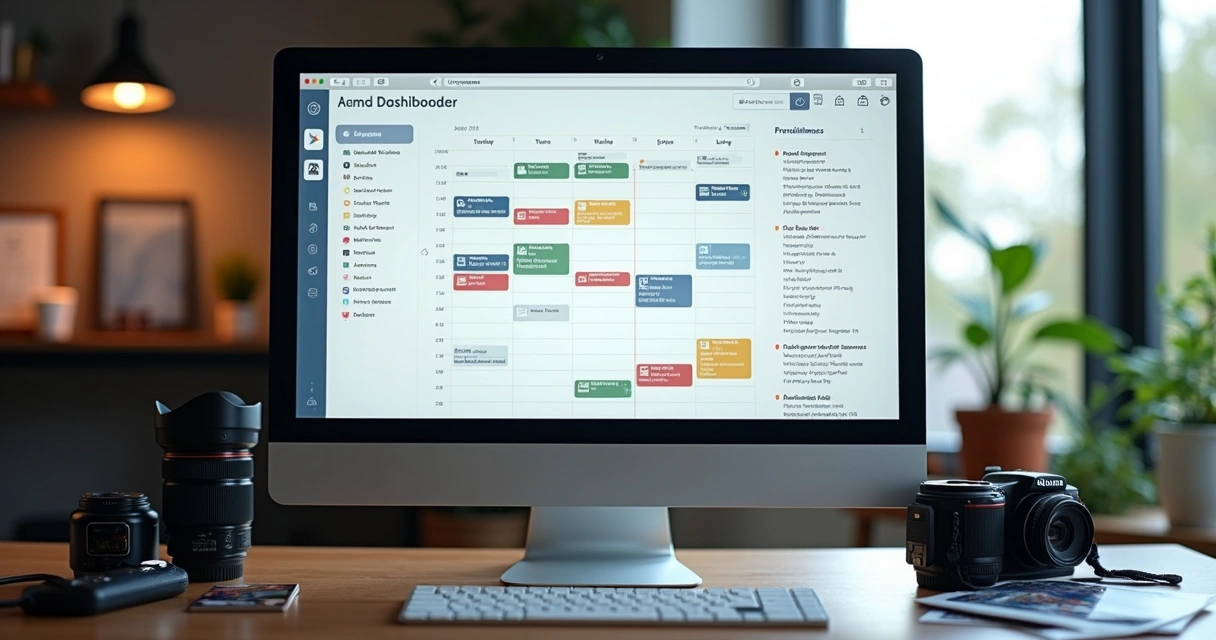 Painel de gerenciamento de tempo com calendário digital 