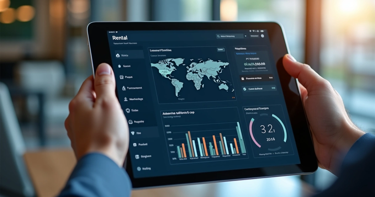 Painel digital com informações automáticas de gestão de aluguel