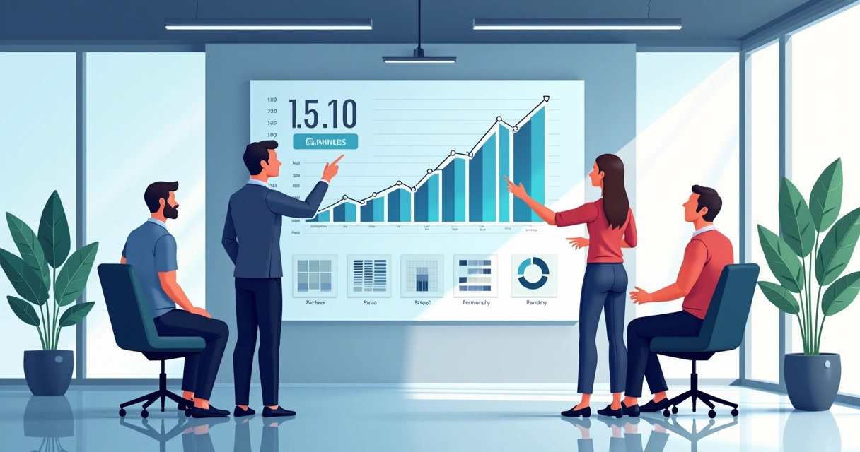 Dashboard em tela gigante mostrando indicadores de canais de vendas 