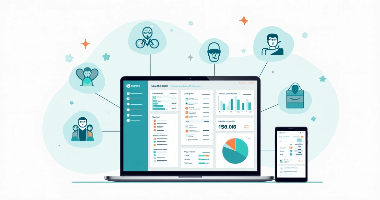 Painel digital com tarefas e registros de equipe clínica