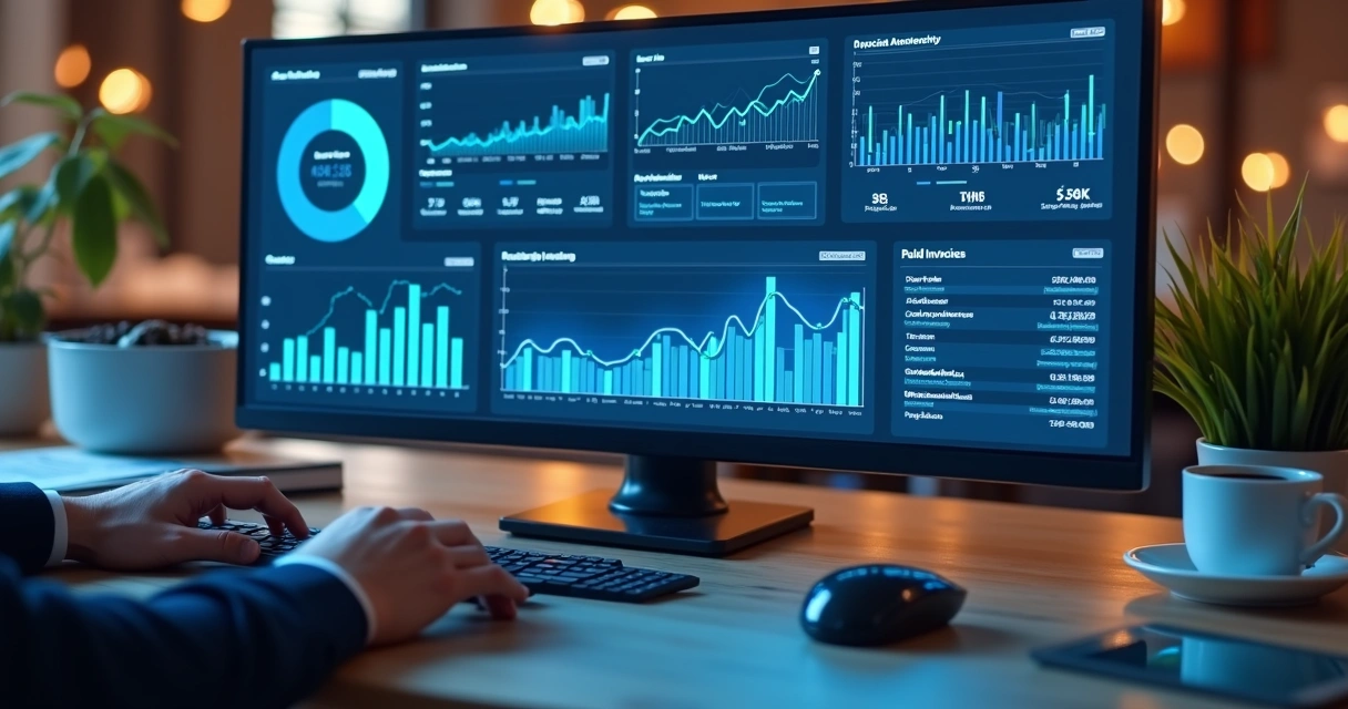 Painel digital de gestão de cobranças com gráficos e relatórios para empresa