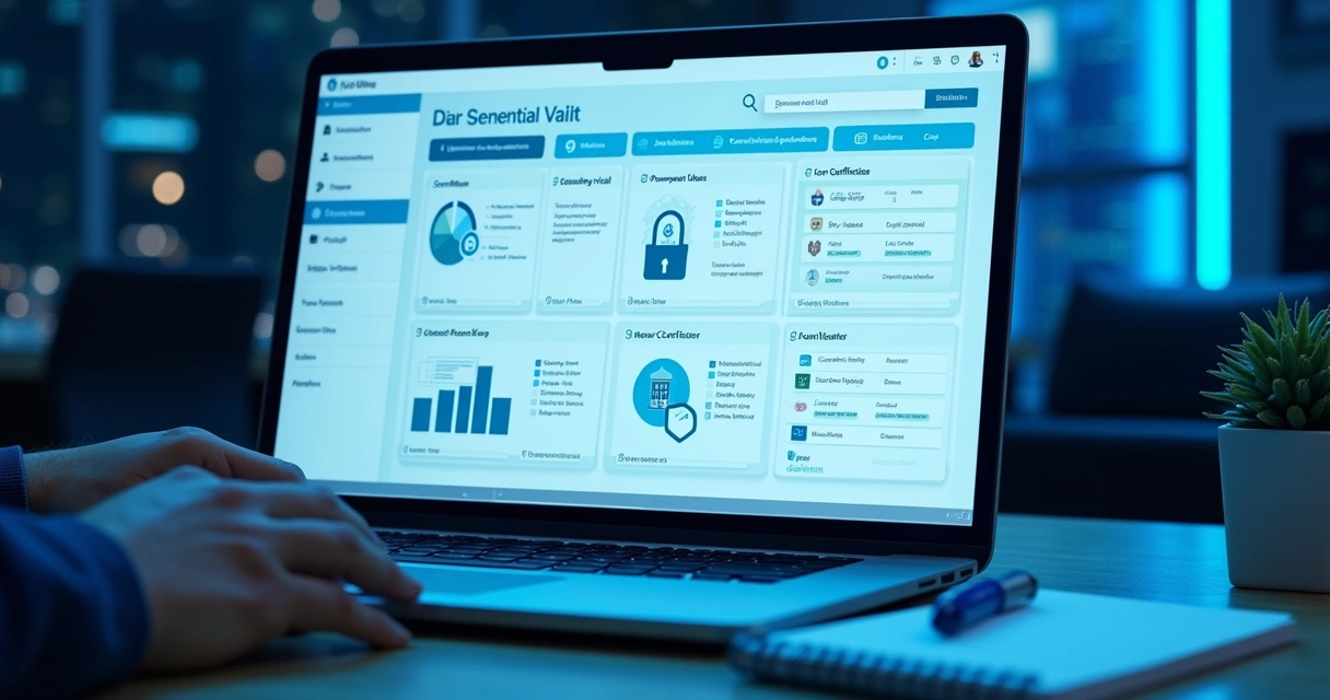 Painel de gestão de cofre de credenciais em uma interface digital 