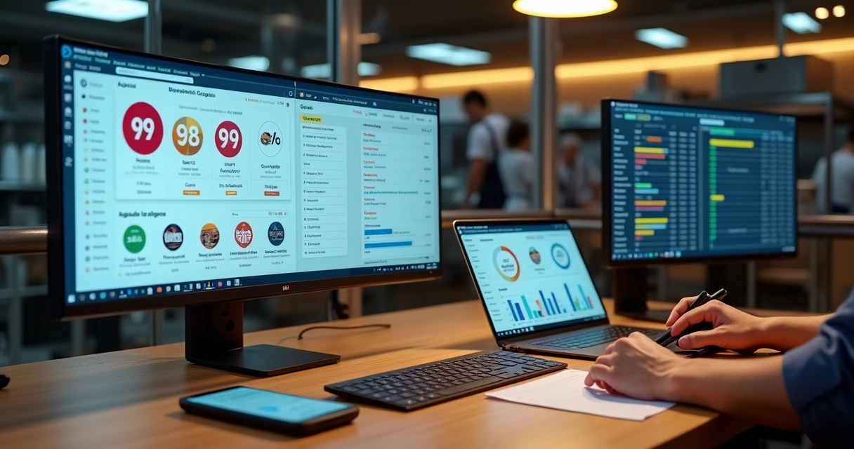 Gestor acompanhando pedidos multimarcas em painel de delivery 