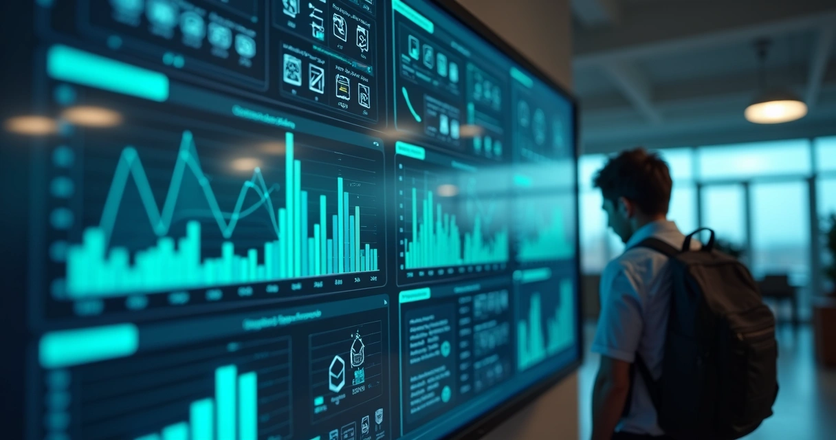 Painel digital de gestão de estoque mostrando automação de pedidos 