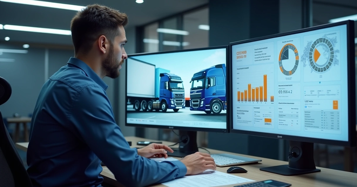 Painel digital de gestão de frota com gráficos e custos 