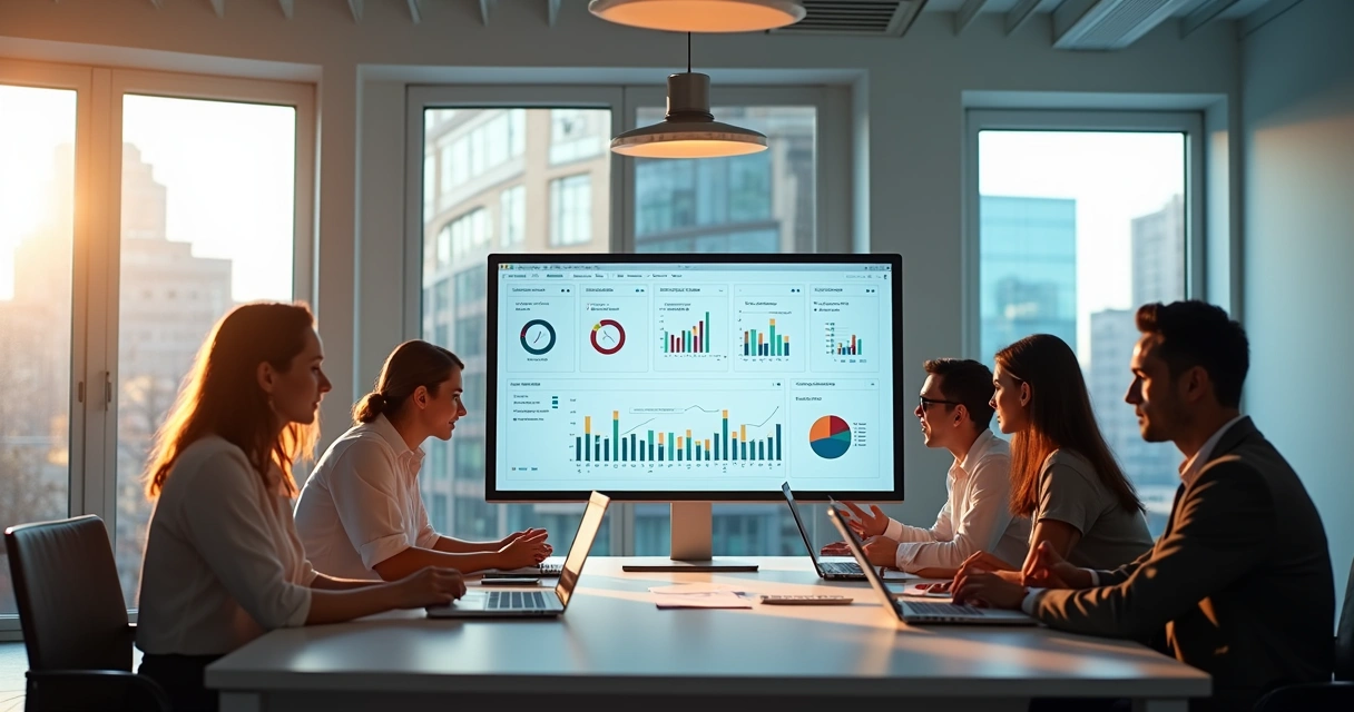 Painel digital com gráficos de atividades de um gabinete parlamentar 