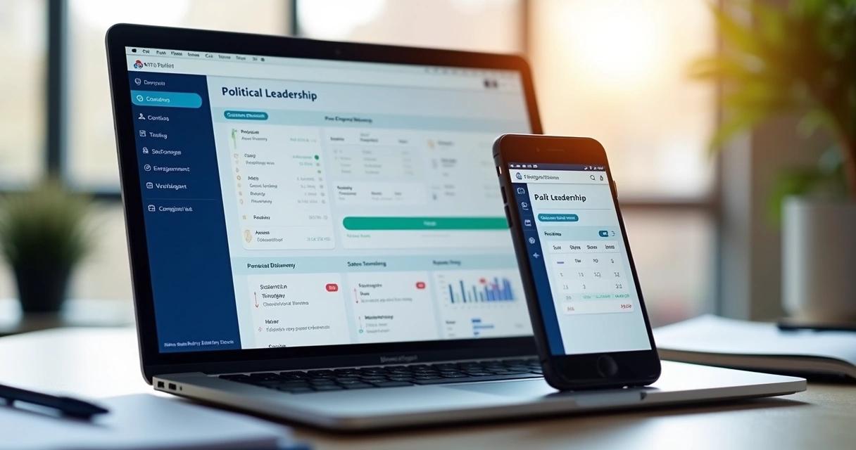 Painel digital com contatos e lideranças organizadas 