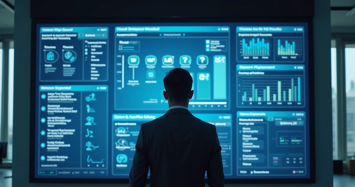 Gestor avaliando painel digital de gestão de metadados, documentos e workflow 