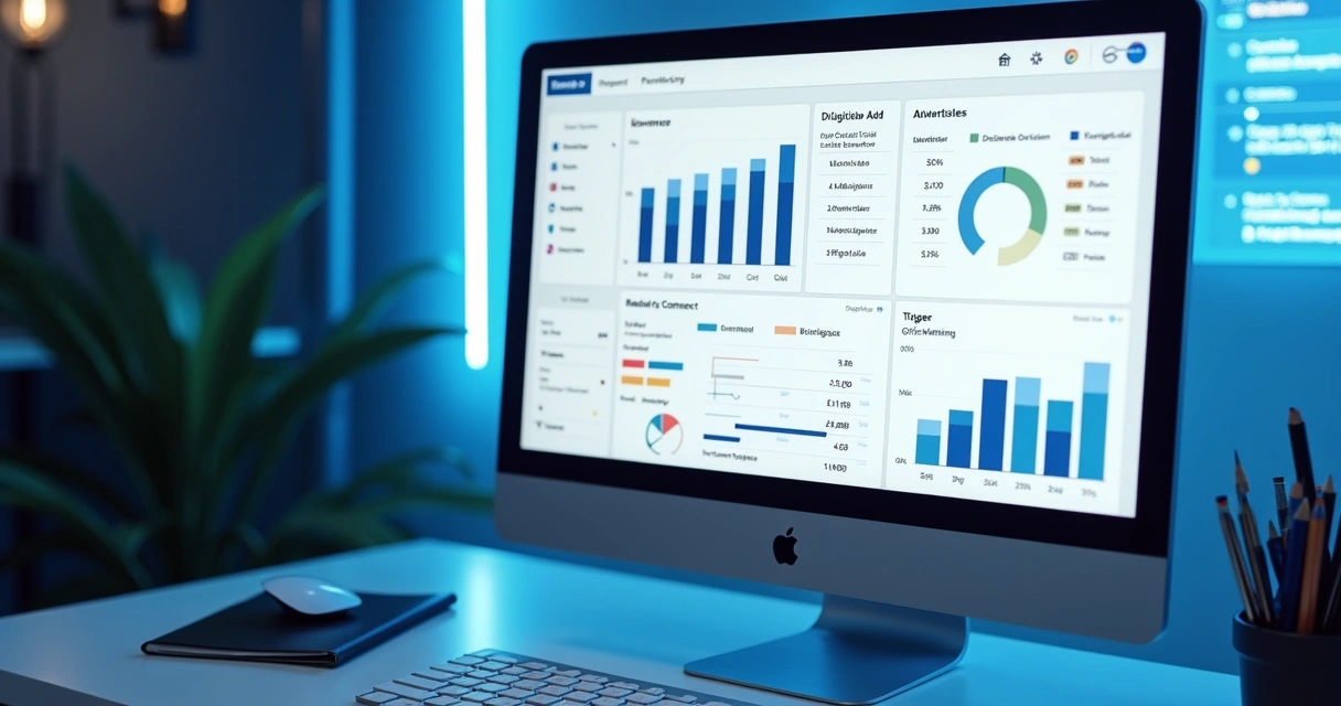Painel online de controle de receitas e anúncios digitais 