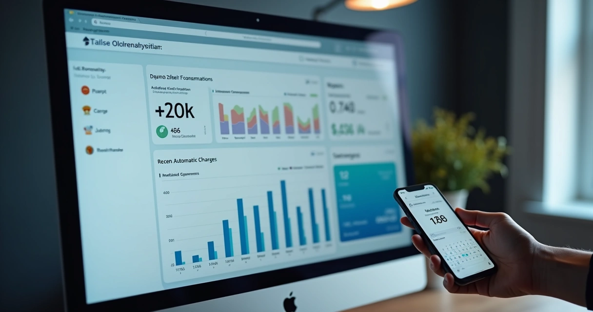 Painel financeiro digital com gráficos e relatórios de pagamentos 