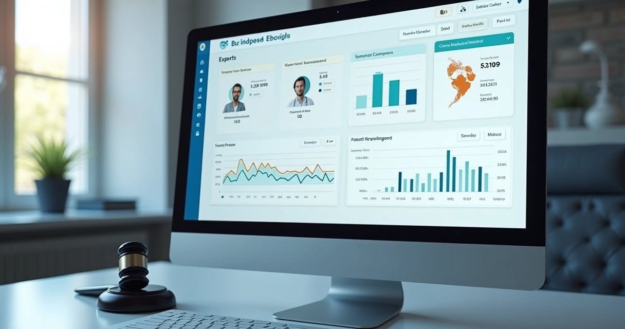 Painel digital de gestão de processos com gráficos e prazos destacados 