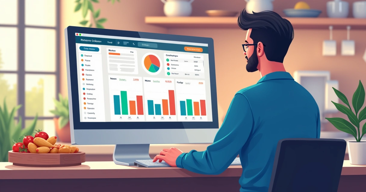 Painel de sistema de gestão de restaurante digital 