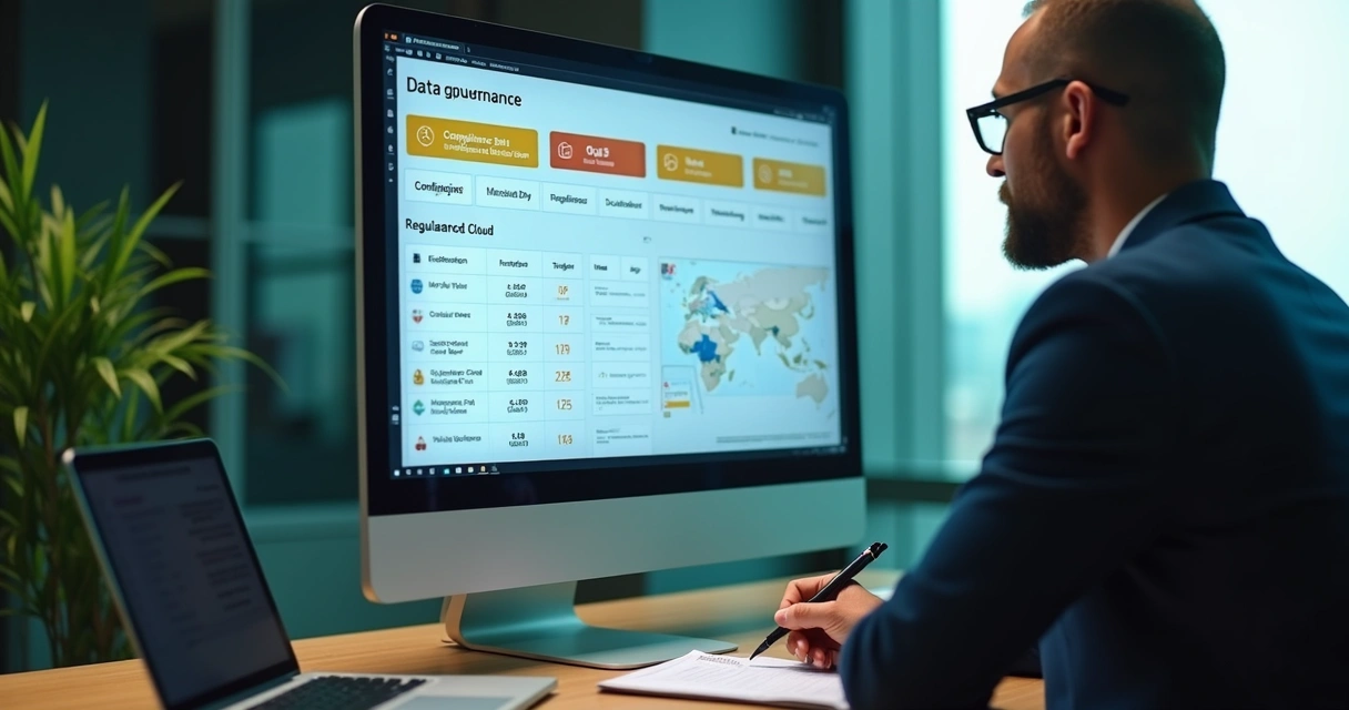 Painel de governança de dados em nuvem.