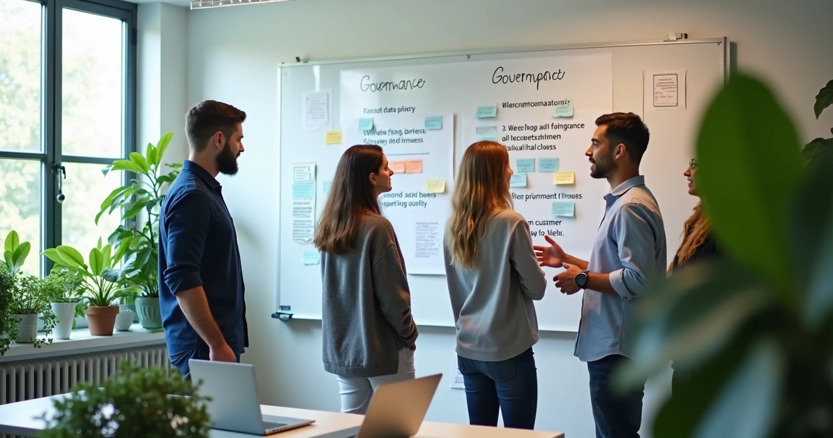 Quadro de governança com políticas e participação do time 