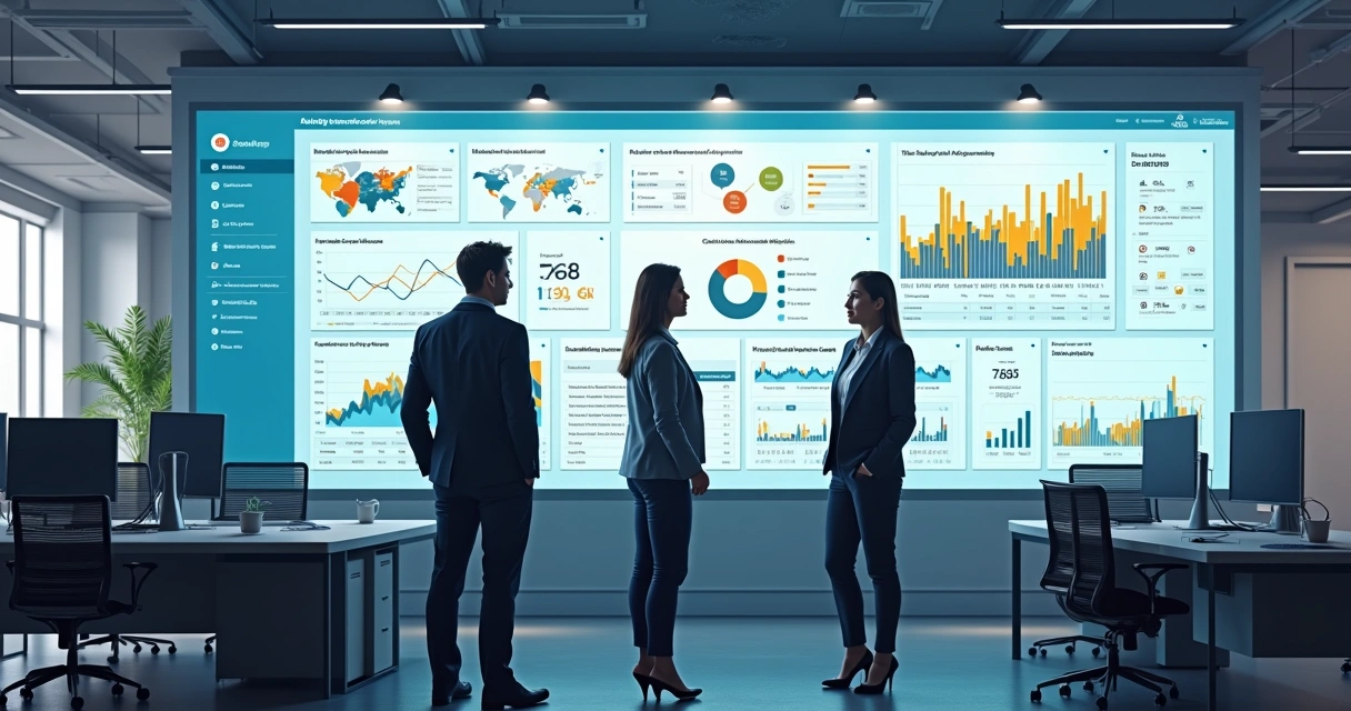 Painel de dados de IA indicando pontos de melhoria em vendas de imóveis