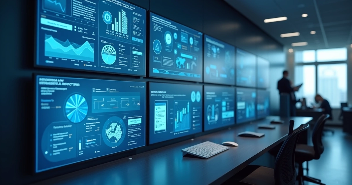Painel com indicadores de saúde finanças tecnologia e operações 