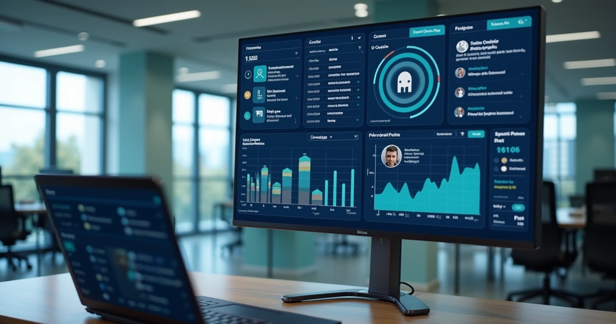 Painel com dados de vendas e alertas de segurança