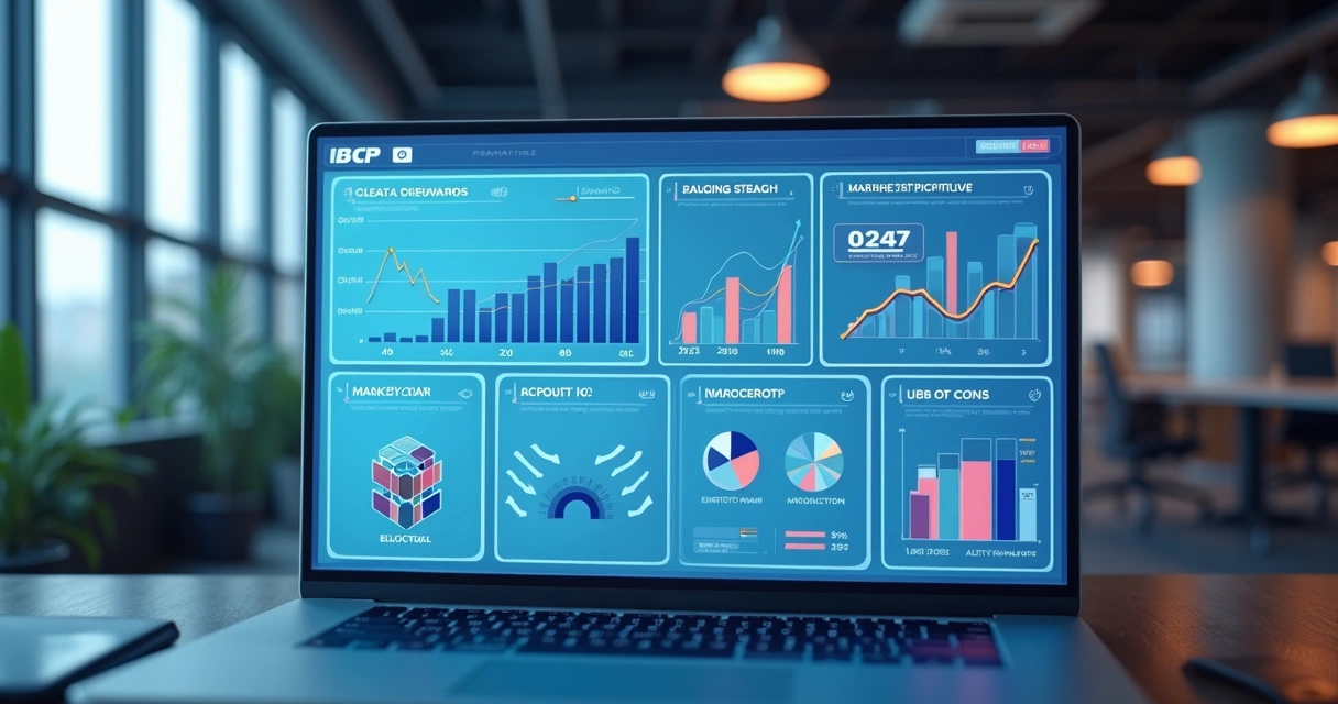 Painel digital mostrando dados sobre ICP de empresas 
