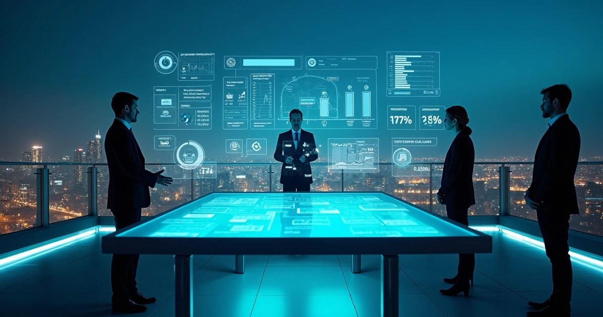 Painel com indicadores de atendimento automatizado em telas flutuantes 