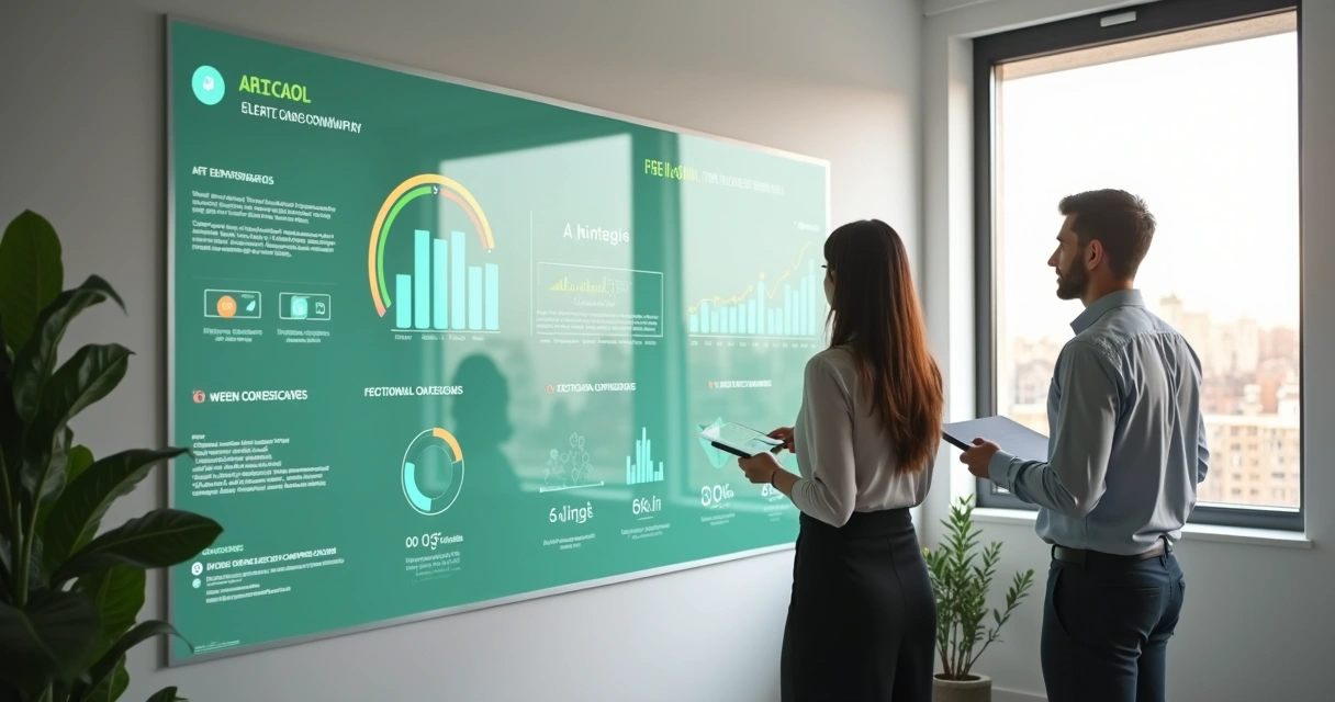 Painel com indicadores claros em ambiente corporativo