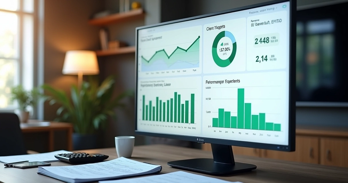Painel com indicadores financeiros de earn-out