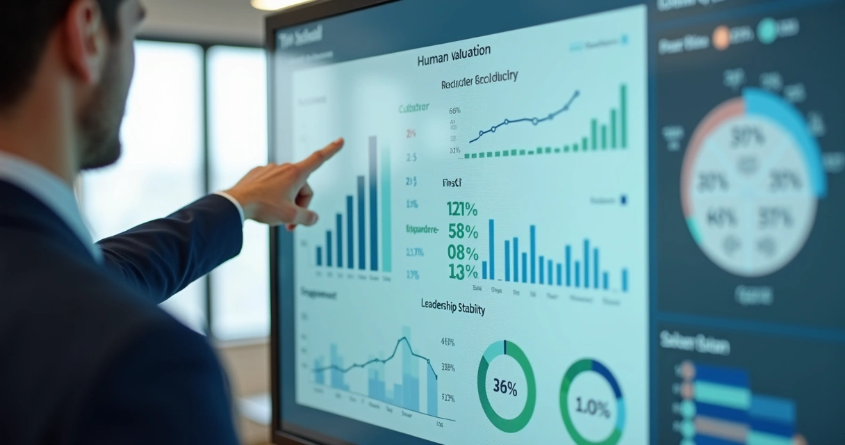 Painel com indicadores humanos e financeiros 