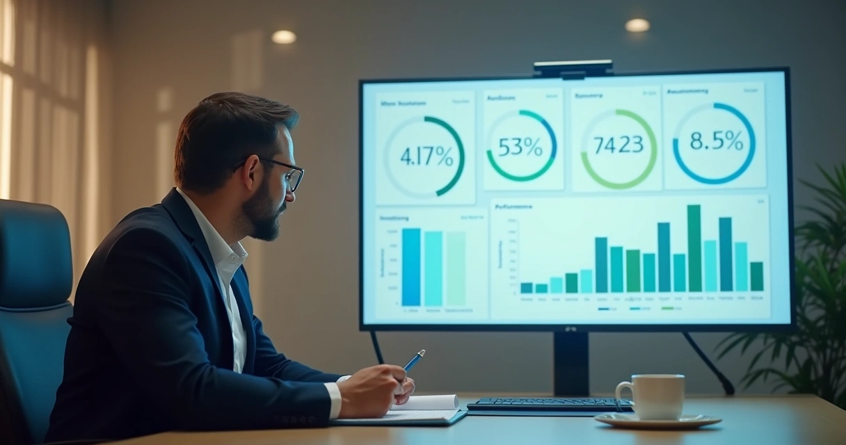 Painel com indicadores de pessoas e desempenho 