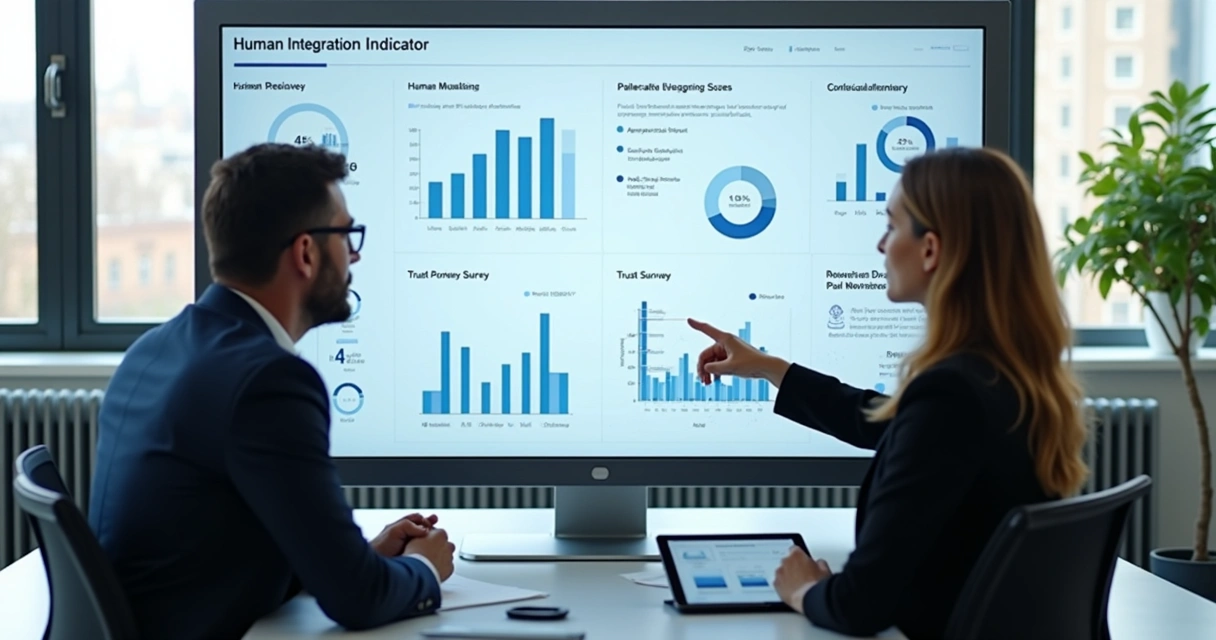 Painel com indicadores humanos de integração empresarial 
