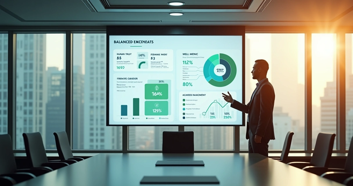 Painel com indicadores humanos e financeiros de liderança
