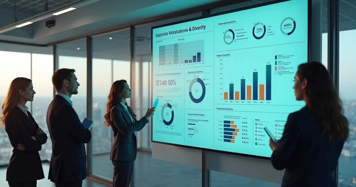 Painel com indicadores de inclusão e diversidade no trabalho