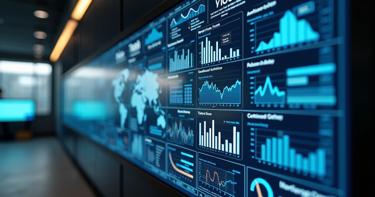 Dashboard digital exibindo KPIs de treinamento industrial em tempo real 