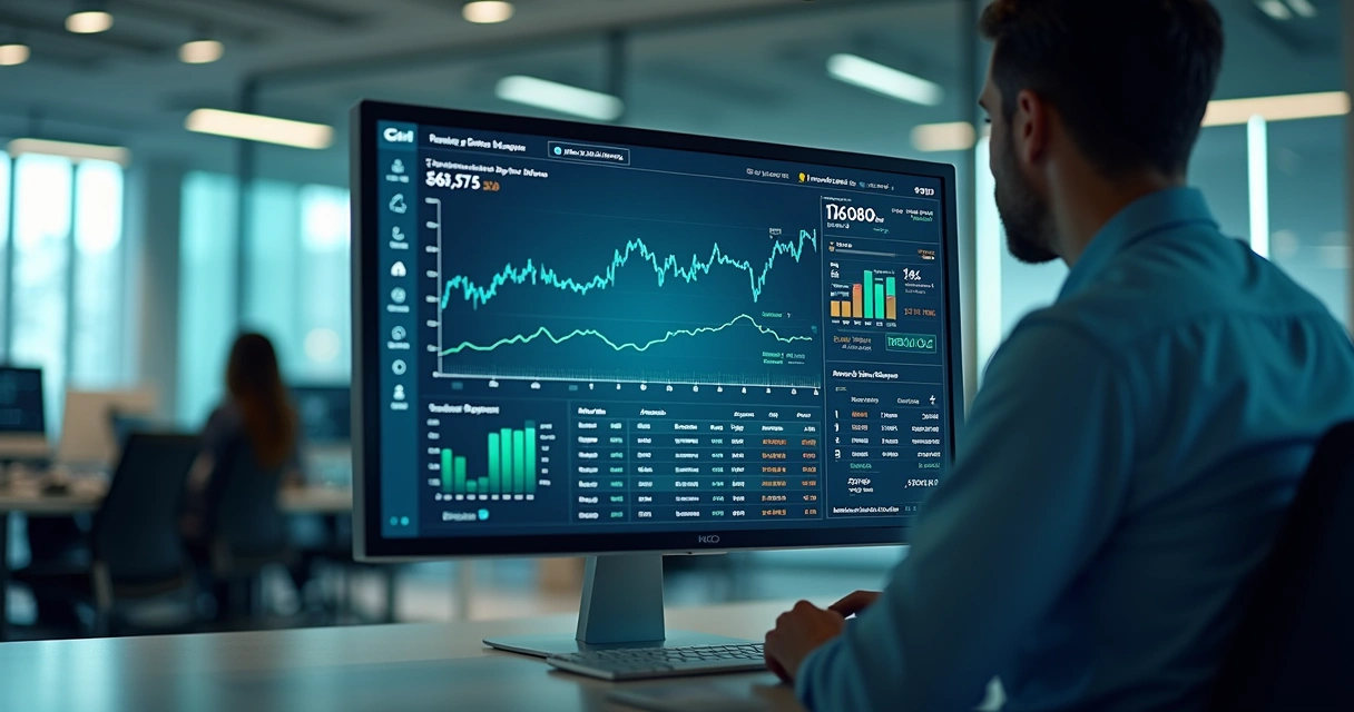 Tela de painel financeiro integrando dados SWIFT em dashboard 