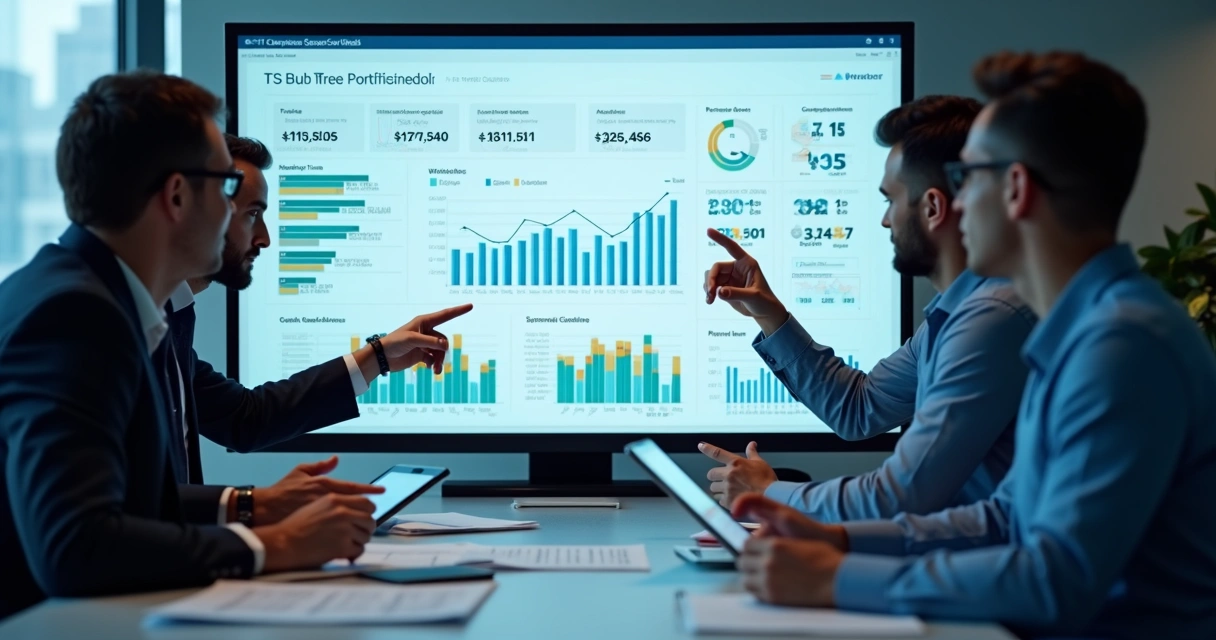 Painel de indicadores mostrando métricas de TI em tela digital 
