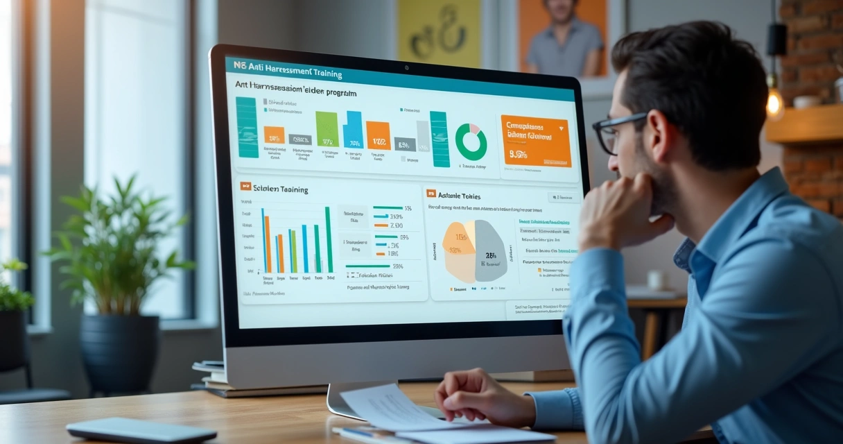 Painel de indicadores de treinamento corporativo para prevenção de assédio
