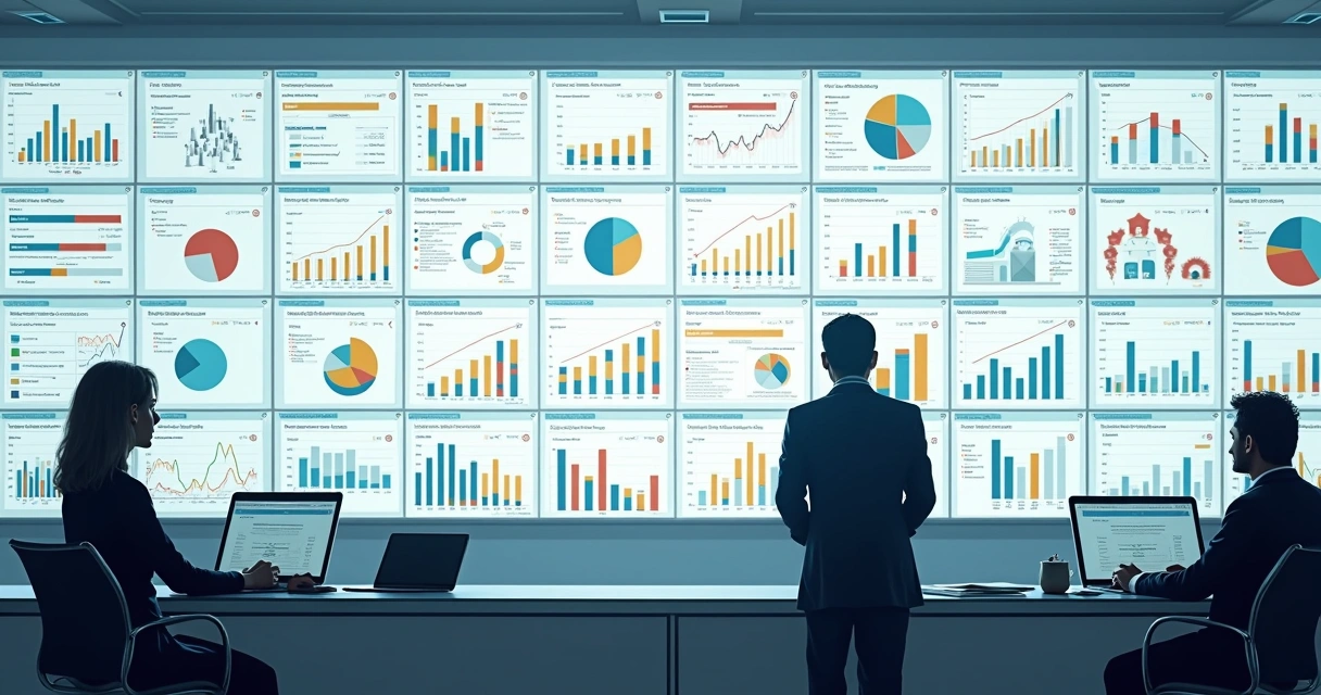 Painel digital exibindo indicadores financeiros separados por empresas 