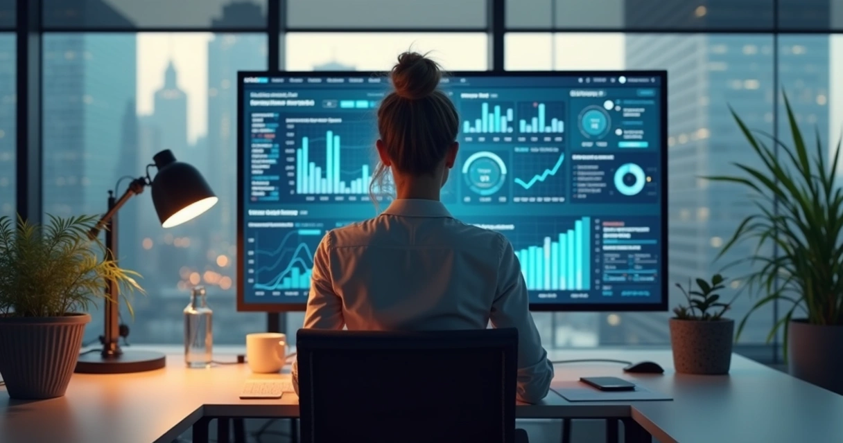 Gestora analisando painel de insights gerados por IA privada 