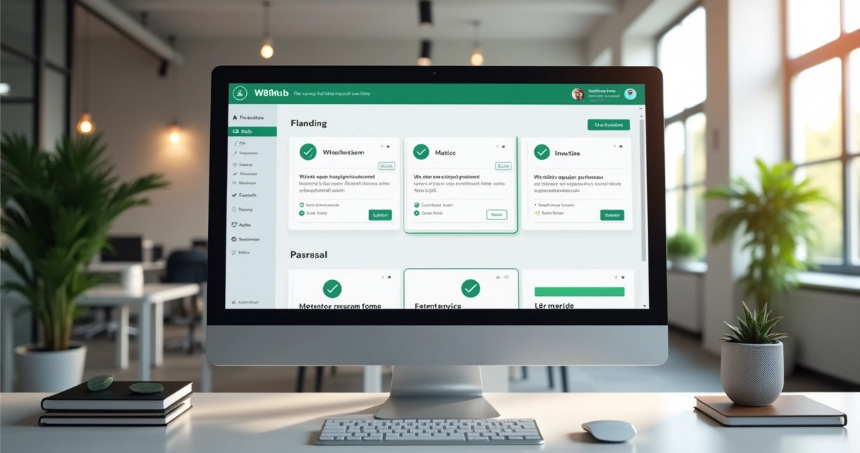Painel de instalação de templates otimizados na W8 Hub 