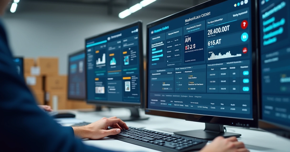 Painel logístico com alertas de integração e pedidos online