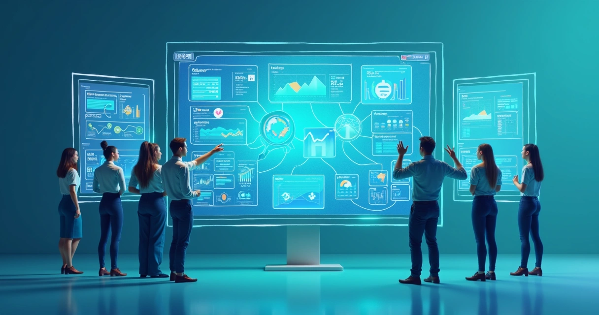 Integração de plataformas SaaS B2B com painéis digitais mostrando dados de vendas e parcerias 
