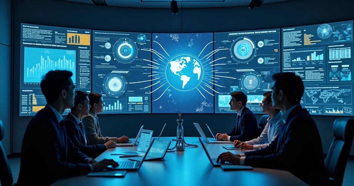 Painel corporativo com gráficos e integração de sistemas 