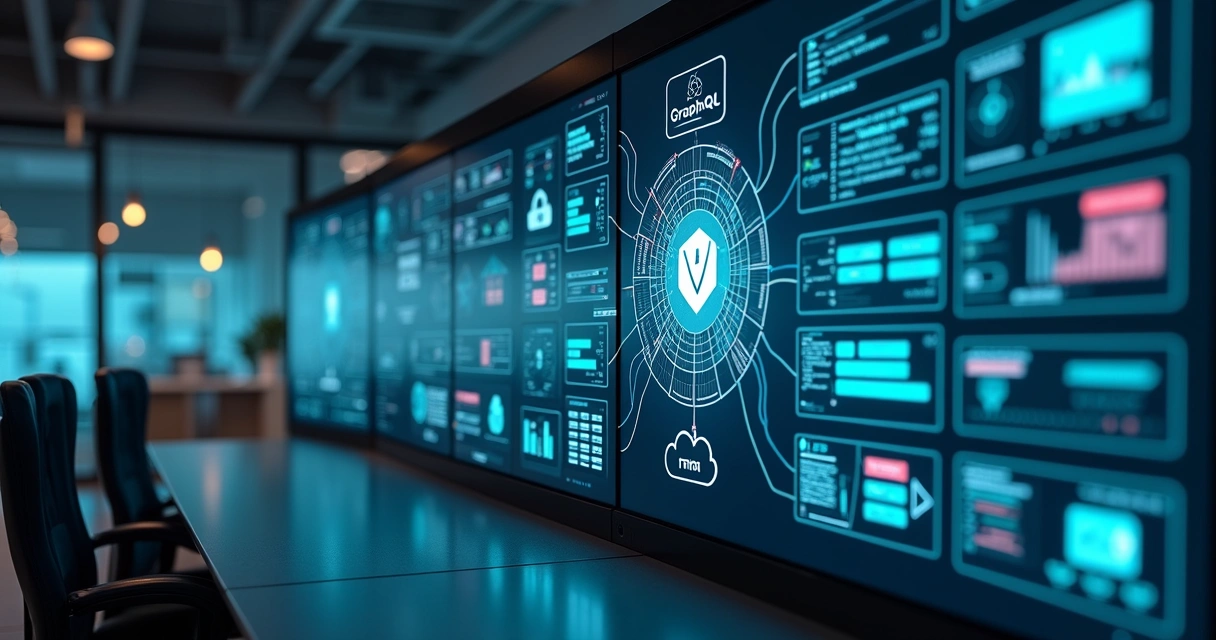 Painel com fluxos de dados entre app, web e sistemas corporativos